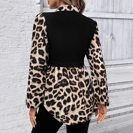 Printemps été à manches longues chemises et chemisiers femmes 2025 mode mince imprimé léopard dames hauts Mujer haut Femme