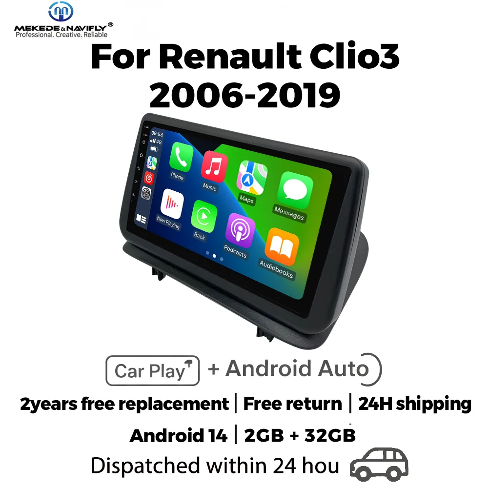 

Автомобильная магнитола MEKEDE Android 14 с IPS-экраном для Renault Clio 3 2005-2014, мультимедийный плеер с Carplay и GPS, интеллектуальная автомобильная аудиосистема