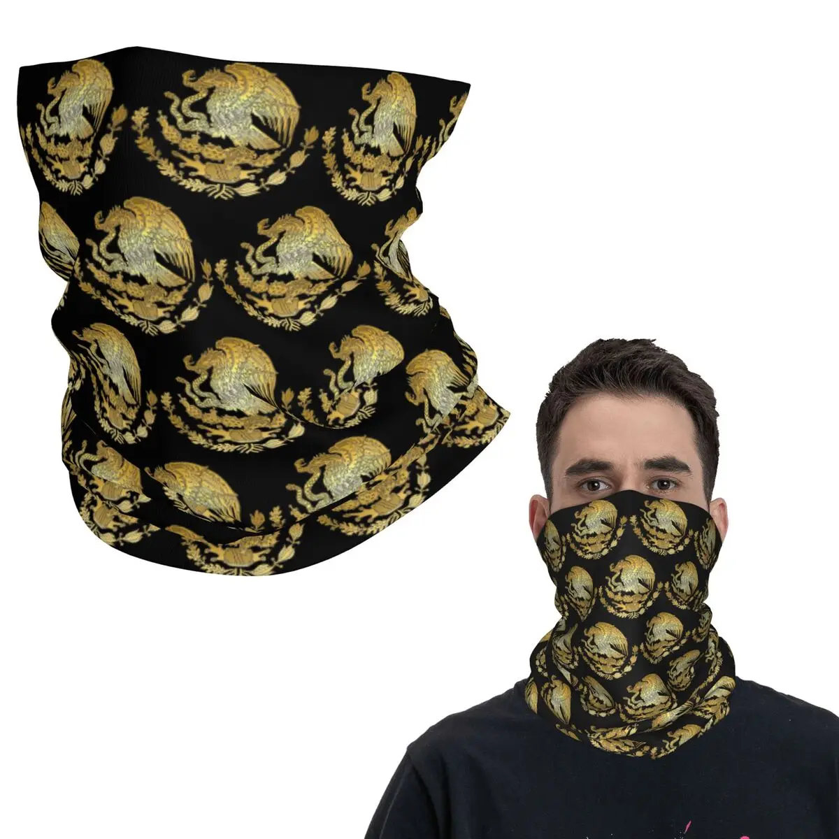 معطف من الأسلحة من المكسيك العلم المكسيكي باندانا غطاء الرقبة المطبوعة التفاف قناع وشاح متعدد الاستخدام أغطية الرأس للجنسين الكبار يندبروف #1