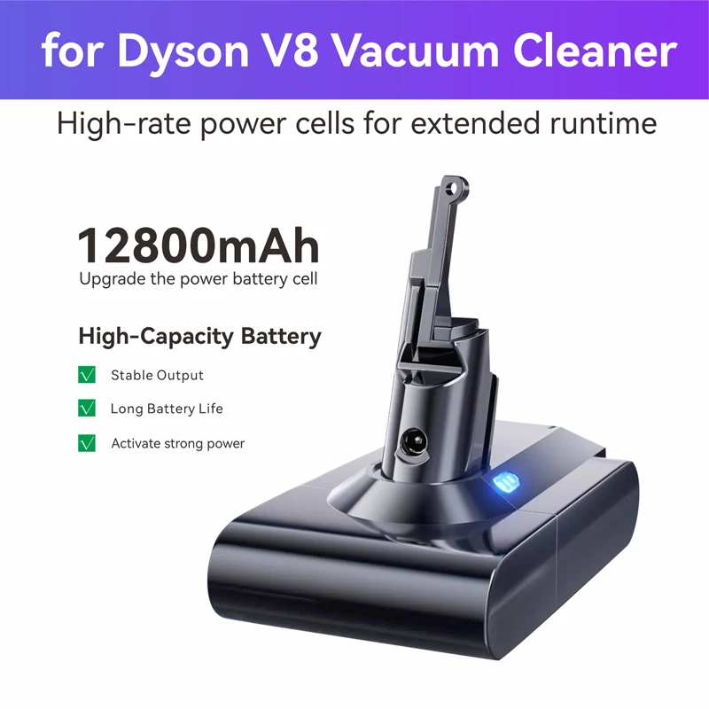 21.6V 12800mAh Replacement Battery for Dyson V8 Cord-Free Vacuum Handheld Vacuum Cleaner , High Capacity & Long Runtime