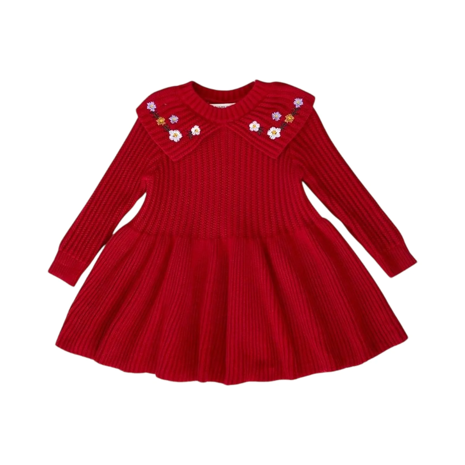 

Elegant Girl Dress New Year Red Girl Knitting Long Sleeve Princess Autumn Winter Warm Sweater Dress Kid Christmas Casual Clothes