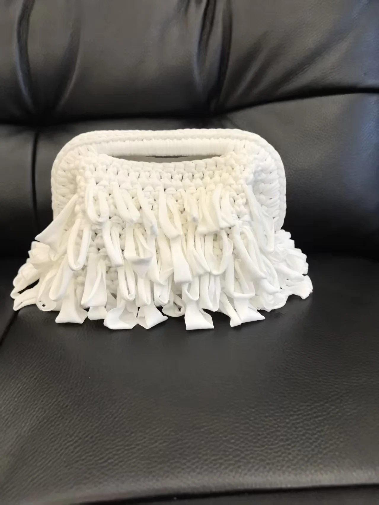 Yiwu Yingzi Pure Handmade Crochet Fringe Handbag, Unique Designer 3D Ruffle Lace Woven Bag, Ins Style Elegant Versatile Women's
