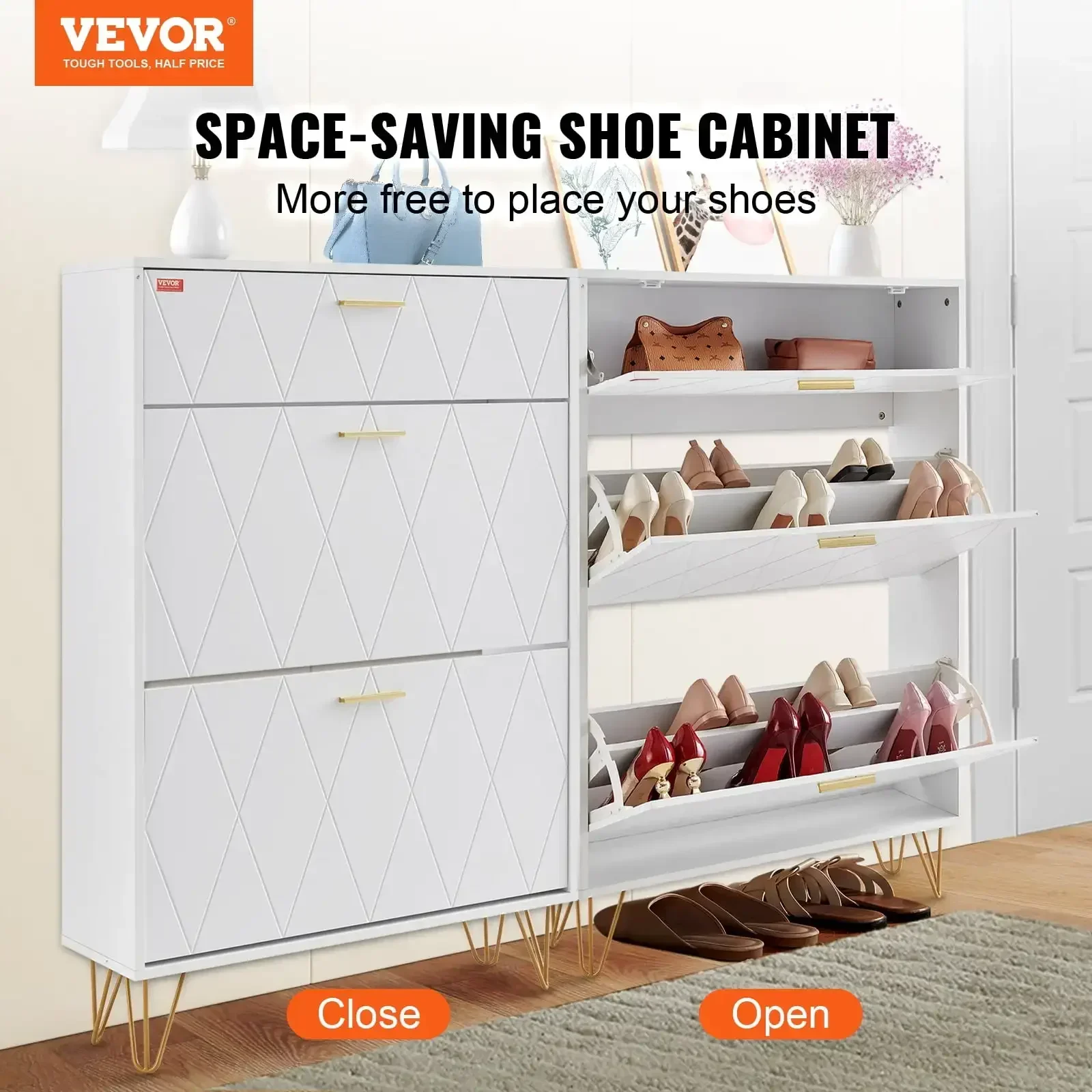 Shoe Cabinet with 3 Flip Drawers Shoe Storage Cabinet for Entryway Hallway