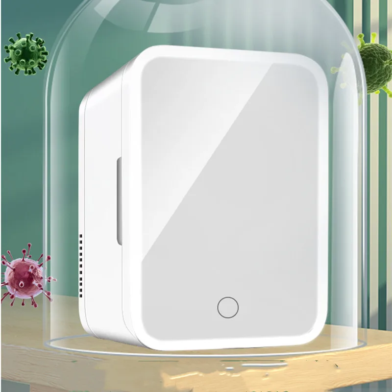 Home and Car Dual-Purpose Beauty Refrigerator With Touch Lamp Cosmetic Mirror Car Mini 4L Refrigerator Cosmetic Skin Care Produc