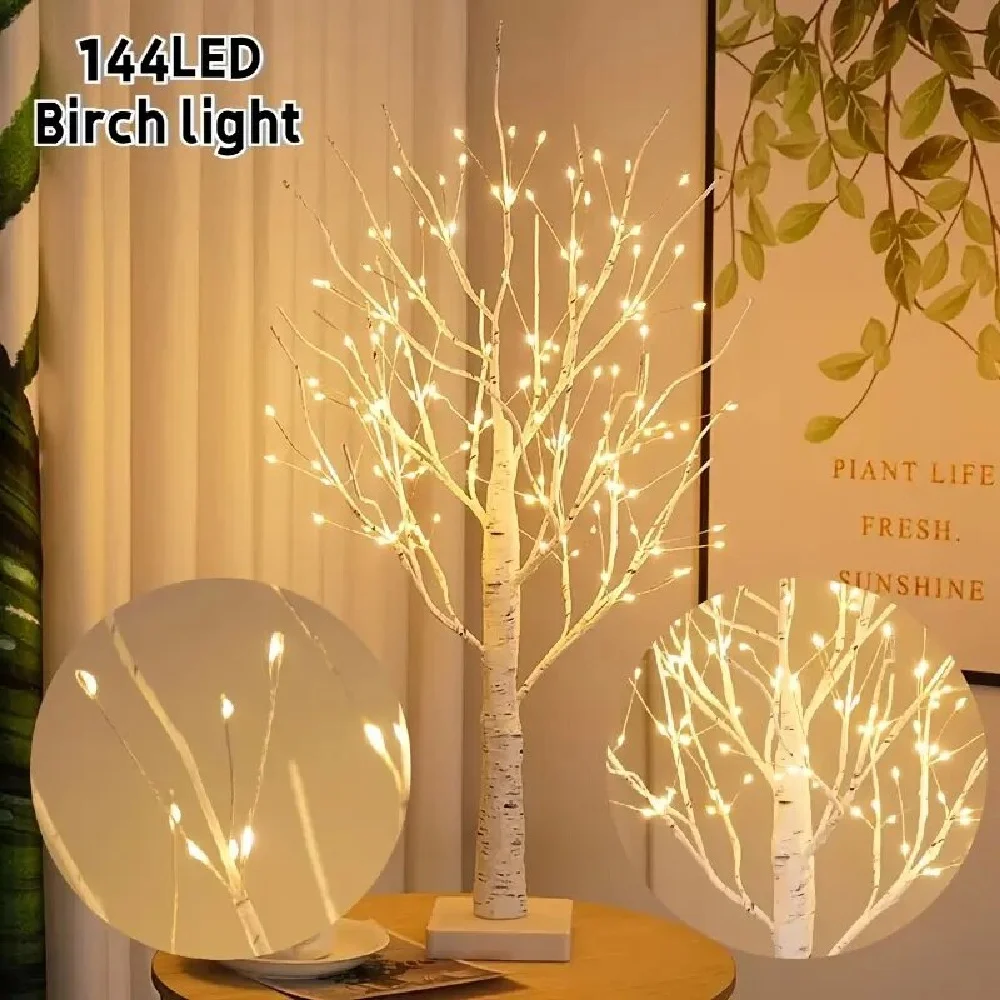1PC 144LEDs DIY Birch Tree Lights,USB Powered Table Lamp,Indoor Outdoor Decorative Lightting For Wedding,Christmas&Thanksgiving