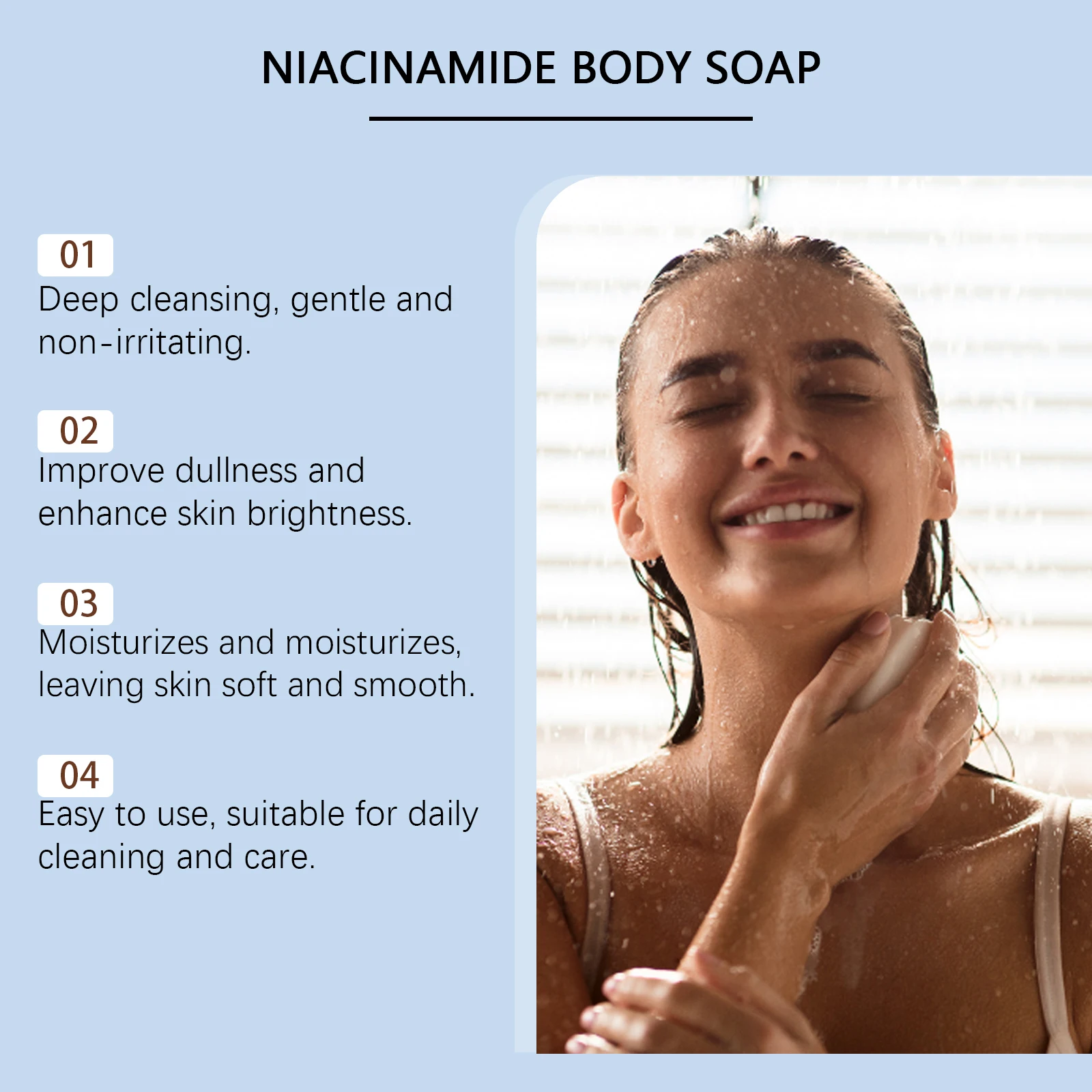 Niacinamide Body Whitening Soap Skin Brightening Deep Cleaning Underarm Knee Bleaching Chicken Skin Removal Fragrance Bath Soap