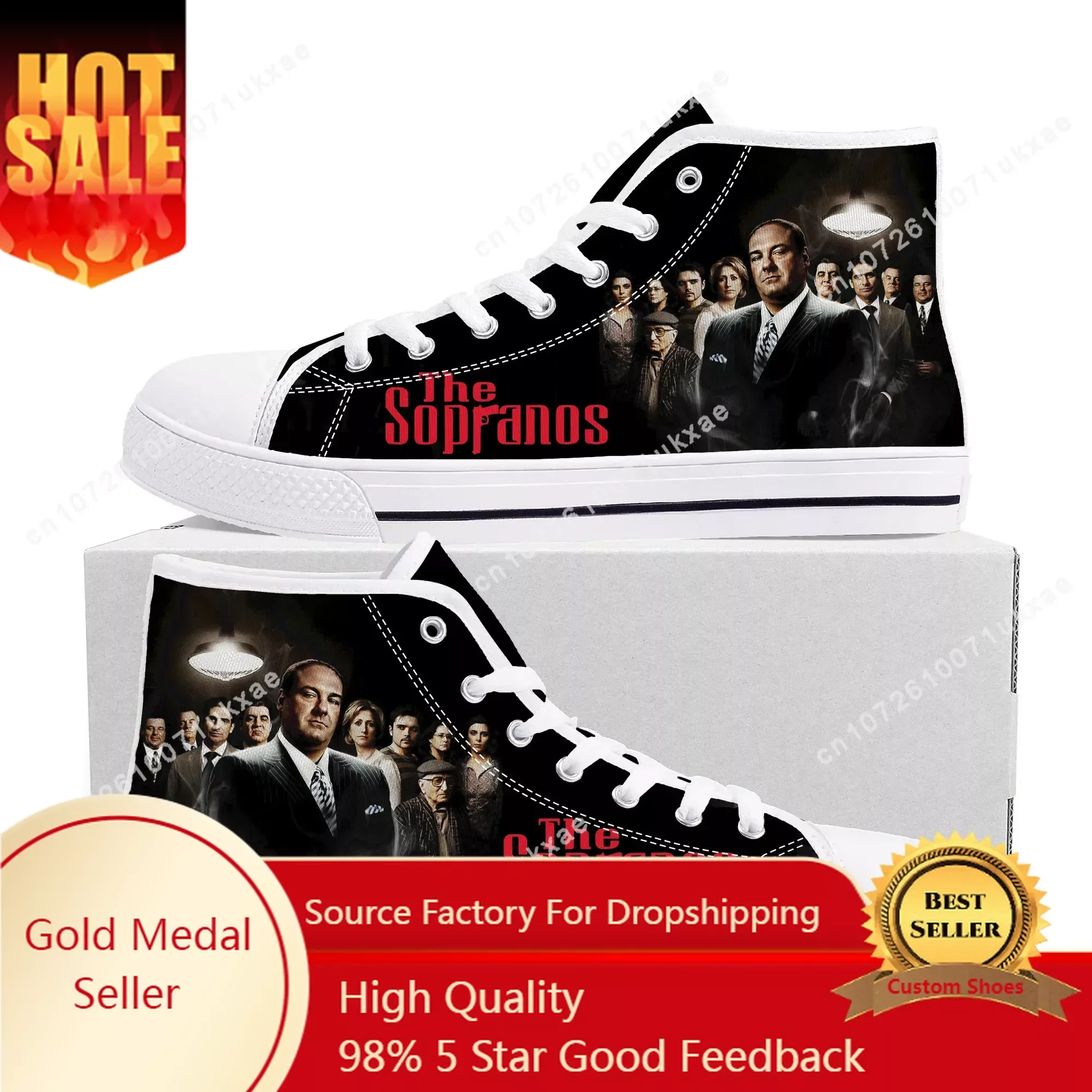 Sopranos High Top Sneakers Mens Womens Teenager High Quality Tony Soprano Gandolfini Canvas Sneaker Casual Shoe Customize Shoes