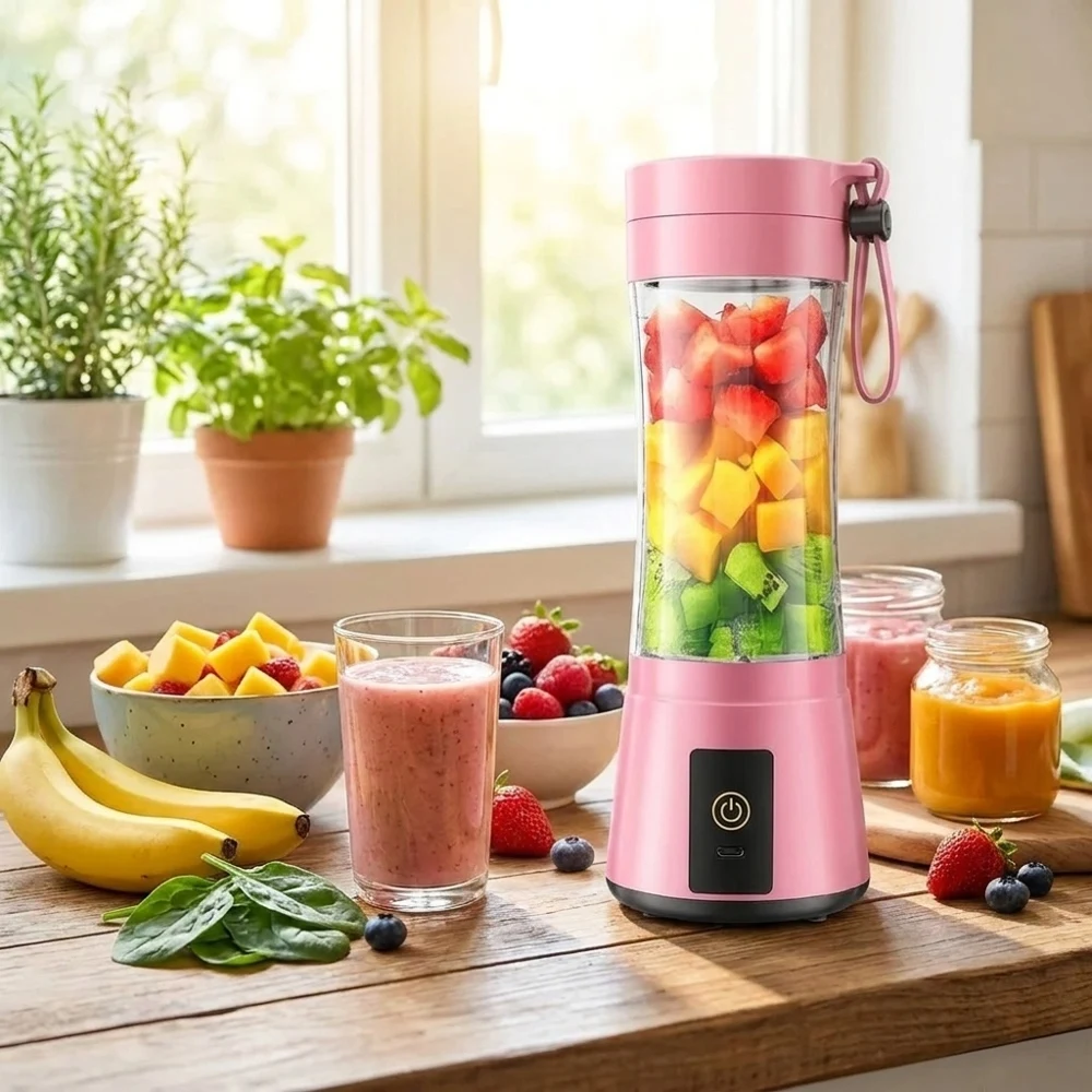 

Cordless Portable Personal Size Blender 380ml Rechargeable USB Powered Lightweight Mini Blender for Smoothies Shakes Fruit Juice
