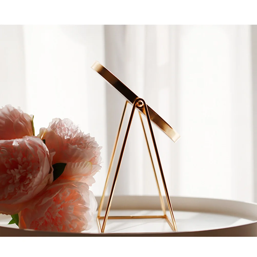 1 Uds espejo de maquillaje estereoscópico marco de Metal de cobre espejo de escritorio giratorio resistente a los arañazos imagen clara para mujeres