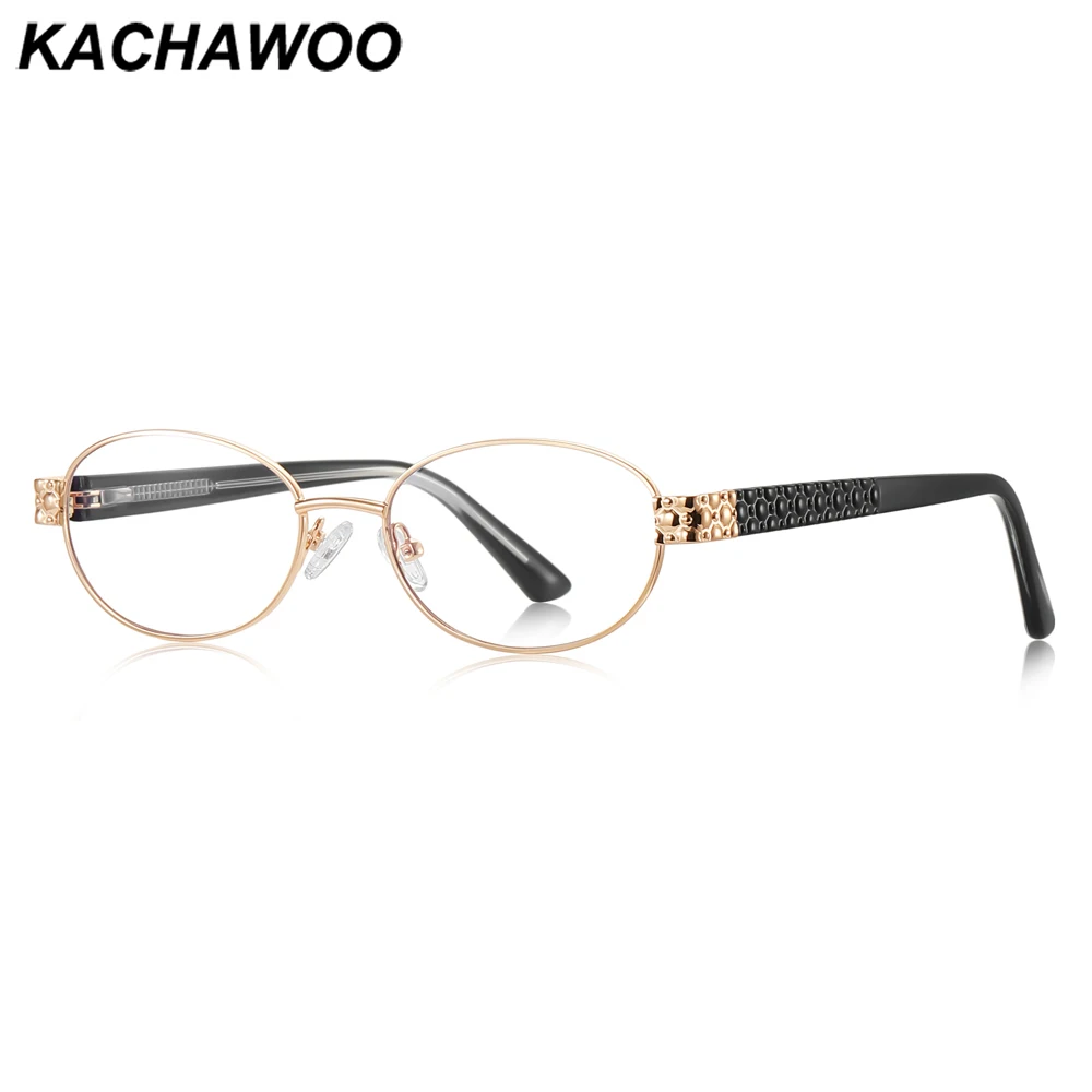 

Kachawoo металлическая овальная оправа для очков для женщин TR90 ацетатные женские очки с блокировкой синего света женские аксессуары подарки черное золото