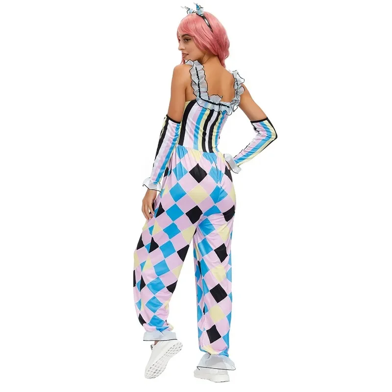 New Arrival Adult Circus Clown Quinn Honey Joker Costume Halloween Party Horror Ghosts Cosplay Jumpsuit