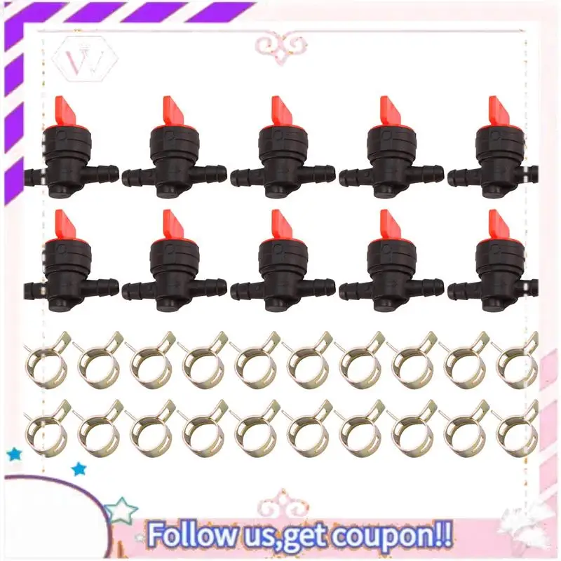 A76T-10PCS 494768 698183 válvula de cierre de combustible con abrazadera para línea de combustible de 1/4 pulgadas Briggs & Stratton Murray Toro Tractor de césped