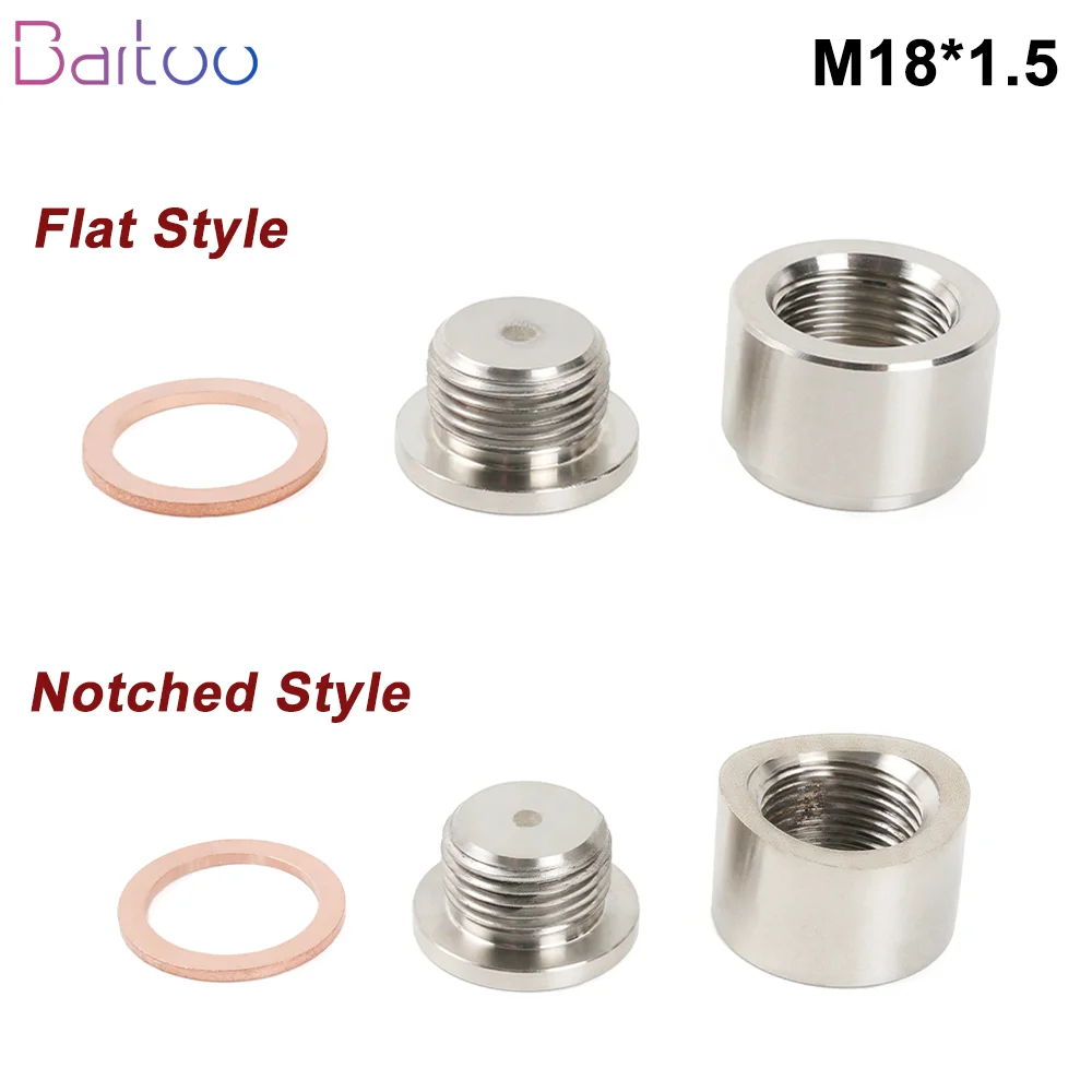 

Stainless Steel O2 Oxygen Sensor Bung Mounting Bungs And Plugs Adapter With M18 x 1.5 Flat Or Notched Style Weld in Bung THB078