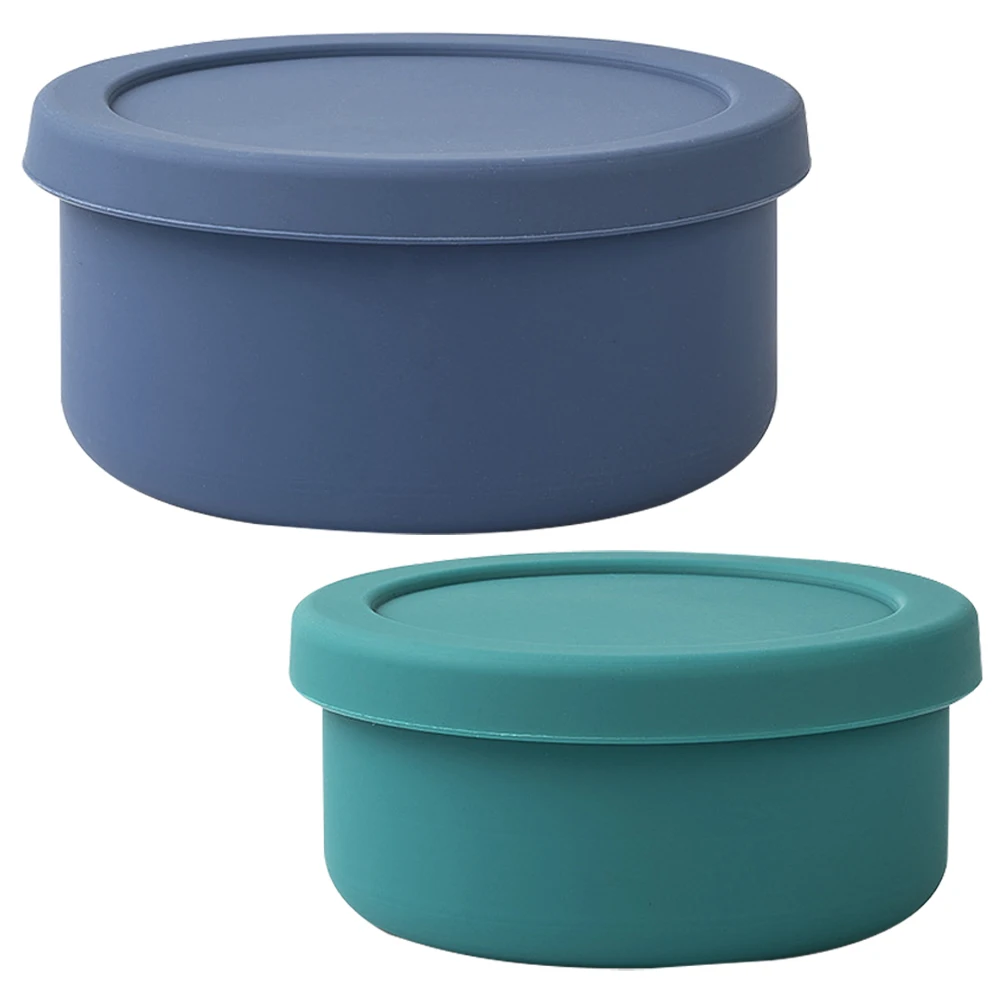 

2Pcs Silicone 400ml Green 700ml Navy Blue Portable Container Leak Proof Lunch Box for Camping Picnic Outdoor Storage