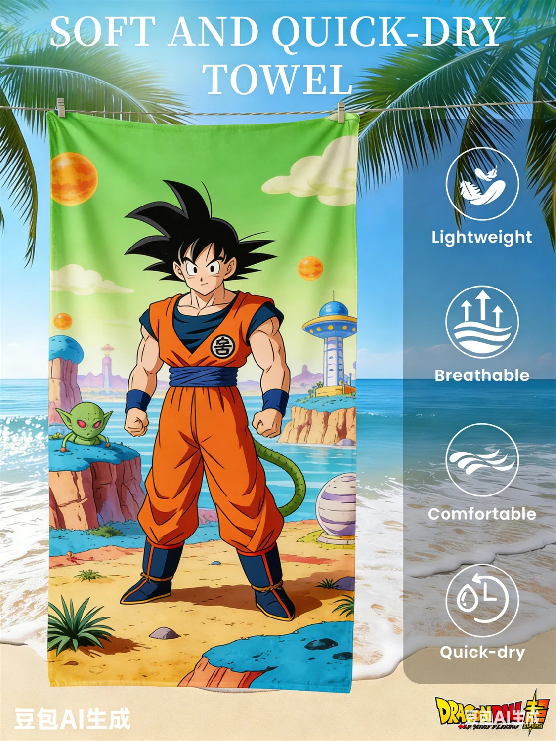 

Dragon Ball Beach Towel, Anime Fan Favorite Vegeta Super Saiyan Blue Print Quick-Dry Towel for Beach, Pool and Anime Enthusiasts