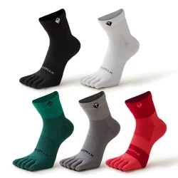 5 Pairs/lot High Elasticity Men's Socks Soft Breathable Cotton Women Fitness Sweat Wicking Split Toe Socks Outdoor Running Socks