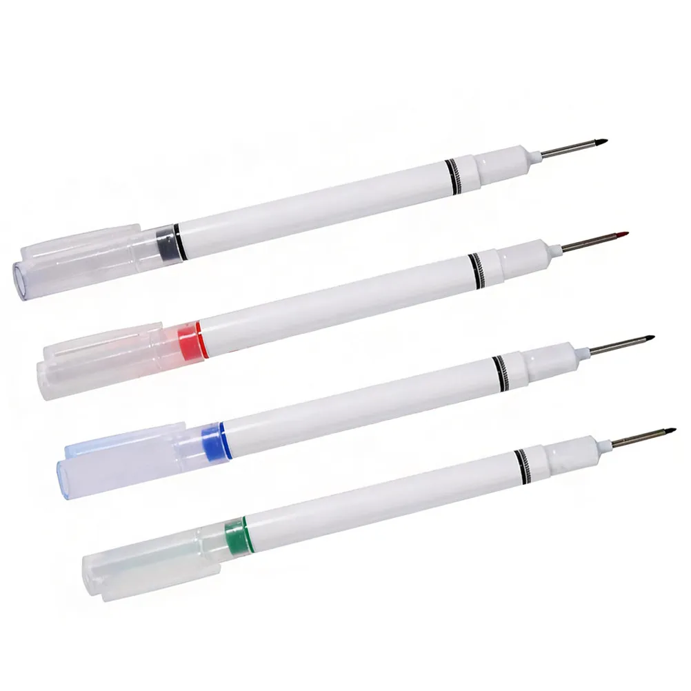 

4Pcs Long Head Deep Hole Marker Pens Colorful Carpenter Construction Marking Tools for Wood Metal Glass Plastic