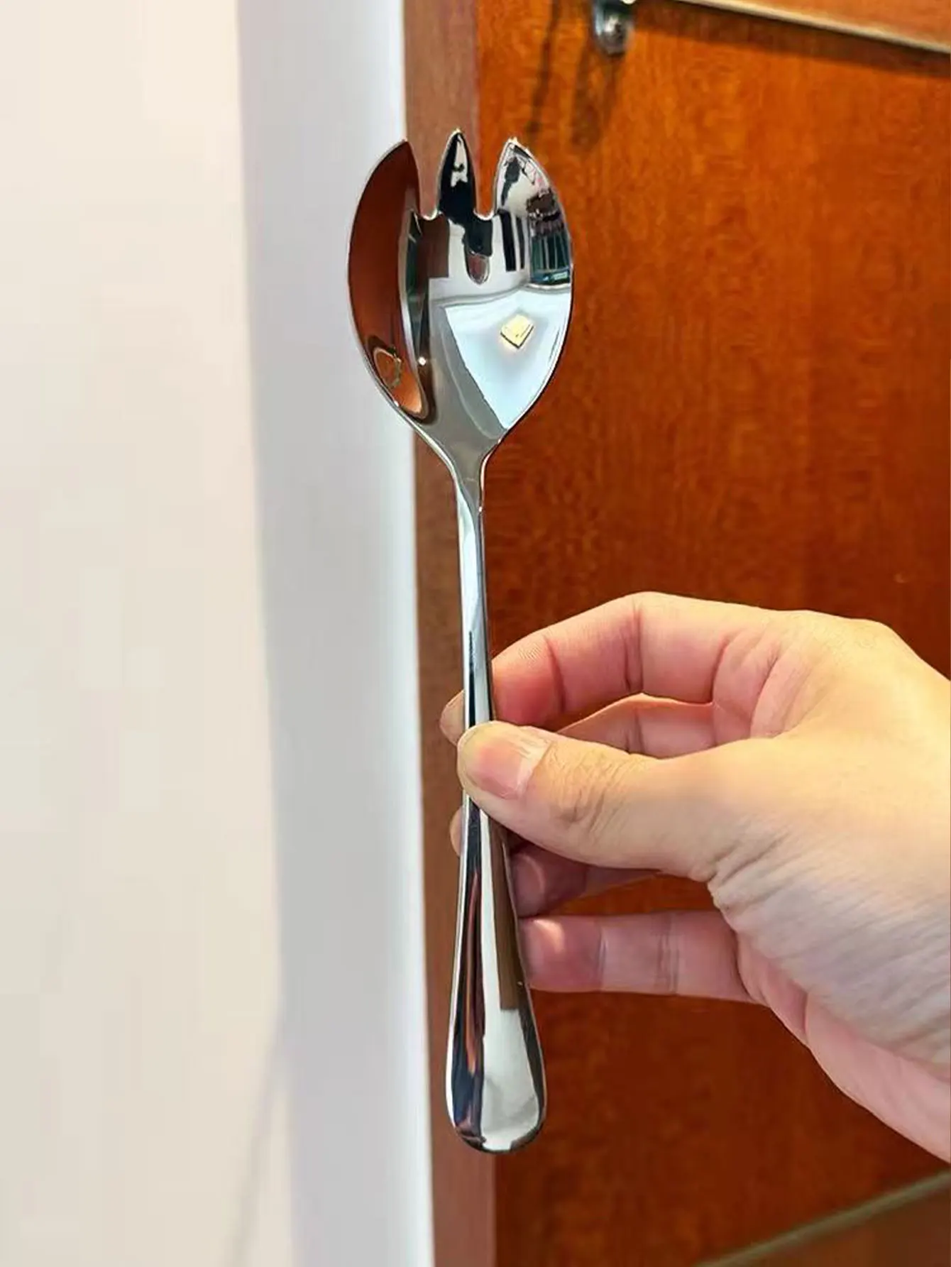 Thickened Stainless Steel Fork and Spoon Combo, Salad Spoon, Cake Fork, Hotel Restaurant Fish Fork, Serving Fork, 2 Pieces