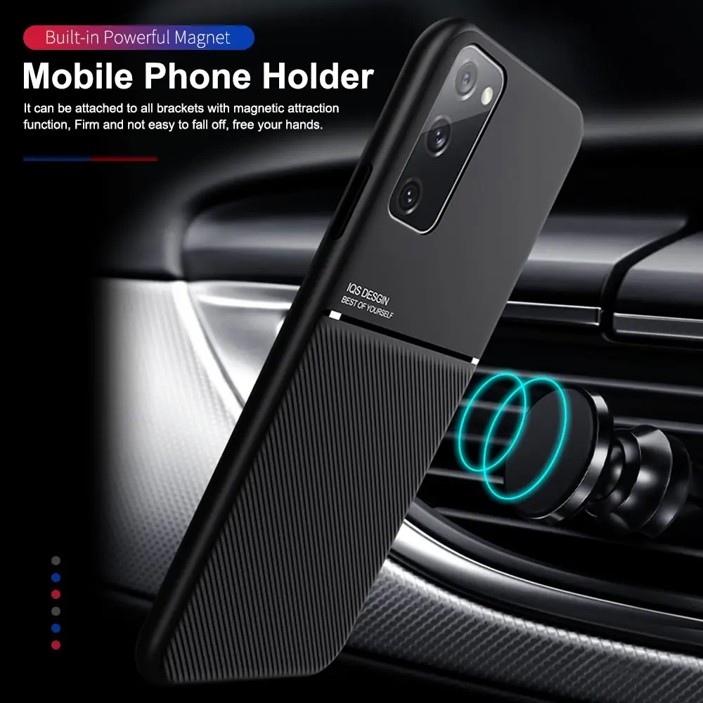 Leather Texture Magnet Case For Samsung Galaxy S24 S23 S22 S21 S20 FE S10 E S9 S8 Plus Note 8 9 10 20 Ultra Car Magnetic Cover