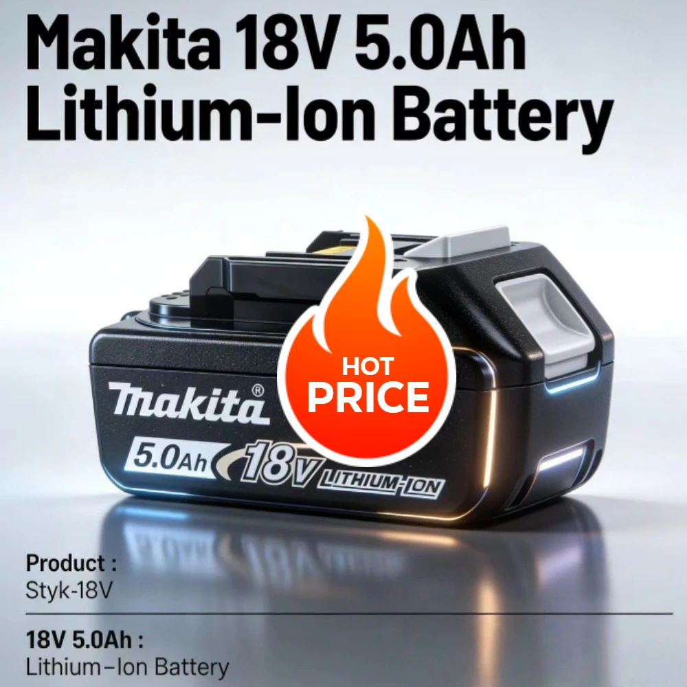 

18V 5.0Ah Makita Genuine Battery, LED Display Rechargeable Tool Battery for Makita LXT Series Power Tool Battery & Charger