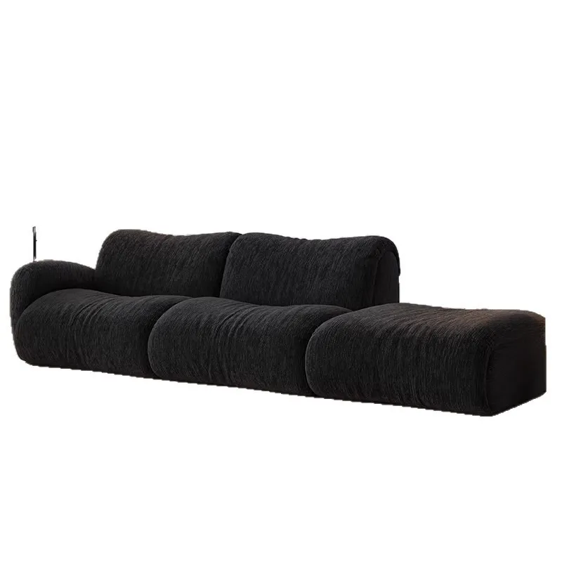 Chenier flannel module combination sofa Italian minimalist living room fabric removable retro black sofa