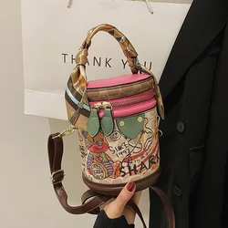 Advanced Women's Bag Network Red Little Bear Graffiti Bucket Bag 2023 New Personalized Shoulder Bag Trend Versatile Handbag