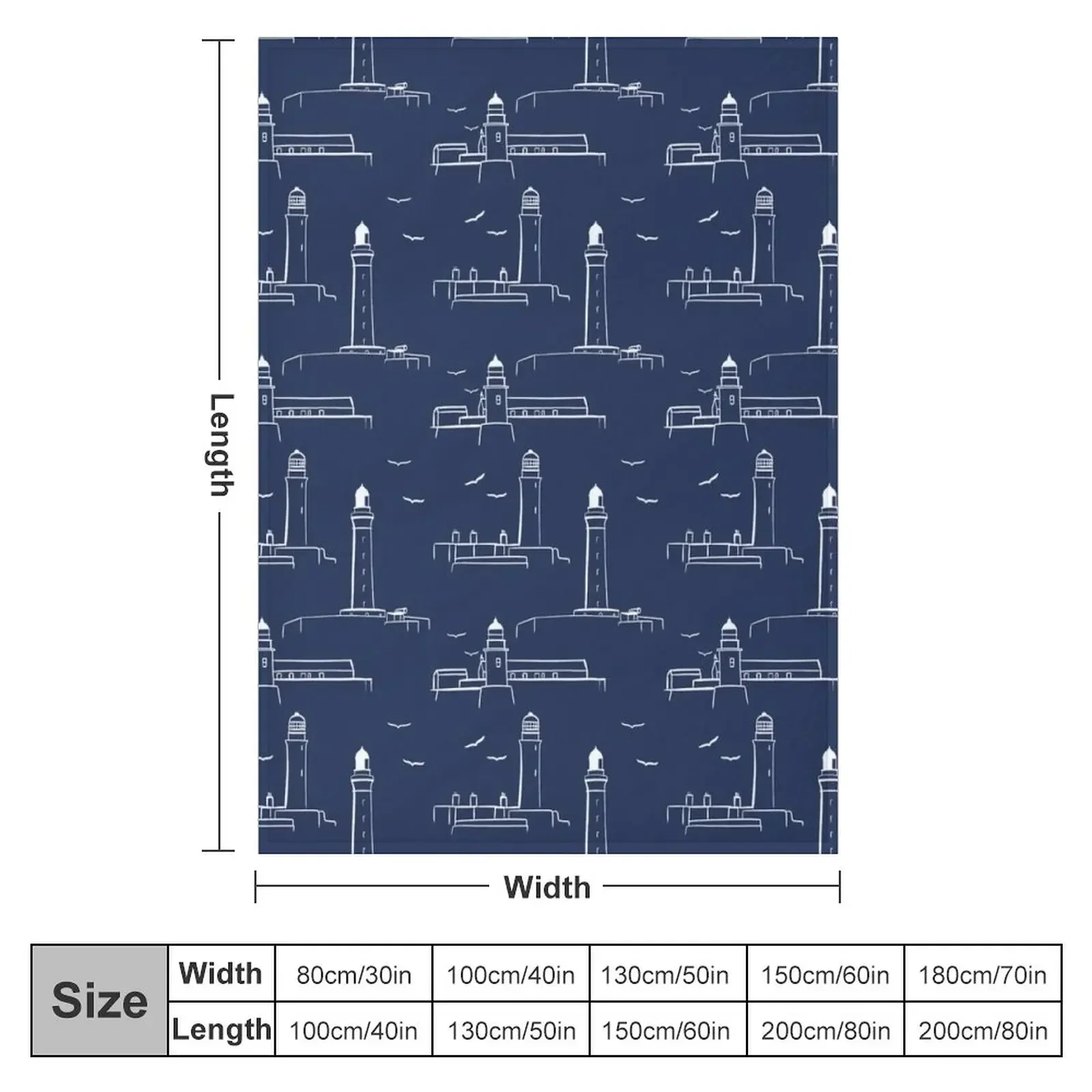 Lighthouses Pattern Version 2 - White on Dark Blue Throw Blanket Giant Sofa For Sofa Thin anime Blankets