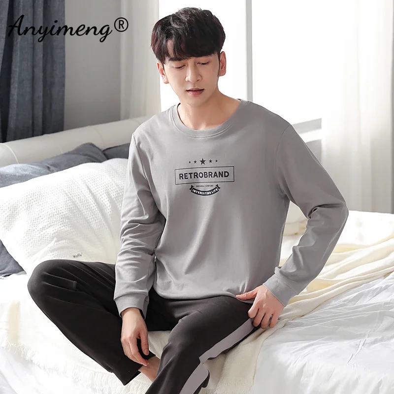 Drop Shipping High Quality Mans Pajamas Sporty Leisure Homesuits 2023 New Spring Autumn Winter Sleepwear Pyjama Home Cotton 100%