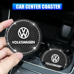 1/2Pcs Diamond Rubber Non-slip Mat Water Cup Slot Pad Car Coaster For Volkswagen VW GTI Golf Polo Tiguan Passat Jetta Lavida CC