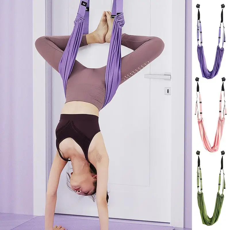 Aerial Yoga Strap Pull Rope Hammock Stretch Leg Splits Trainer Adjustable Fitness Belt Aerial Hammock Swing Stretching Inversion