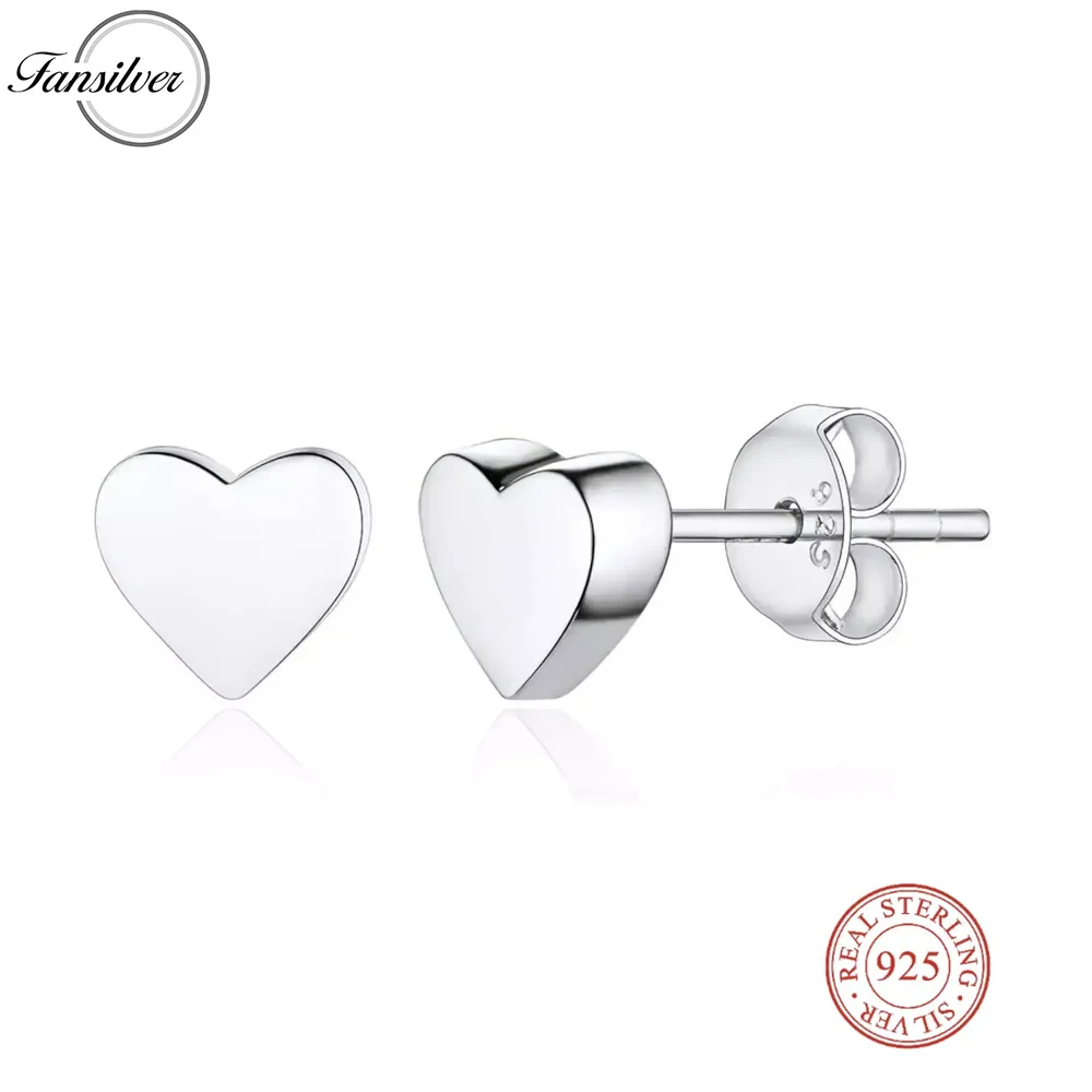 

Fansiliver 925 Sterling Silver Earrings Hypoallergenic Heart Stud for Women Classic Fashion Post Earrings