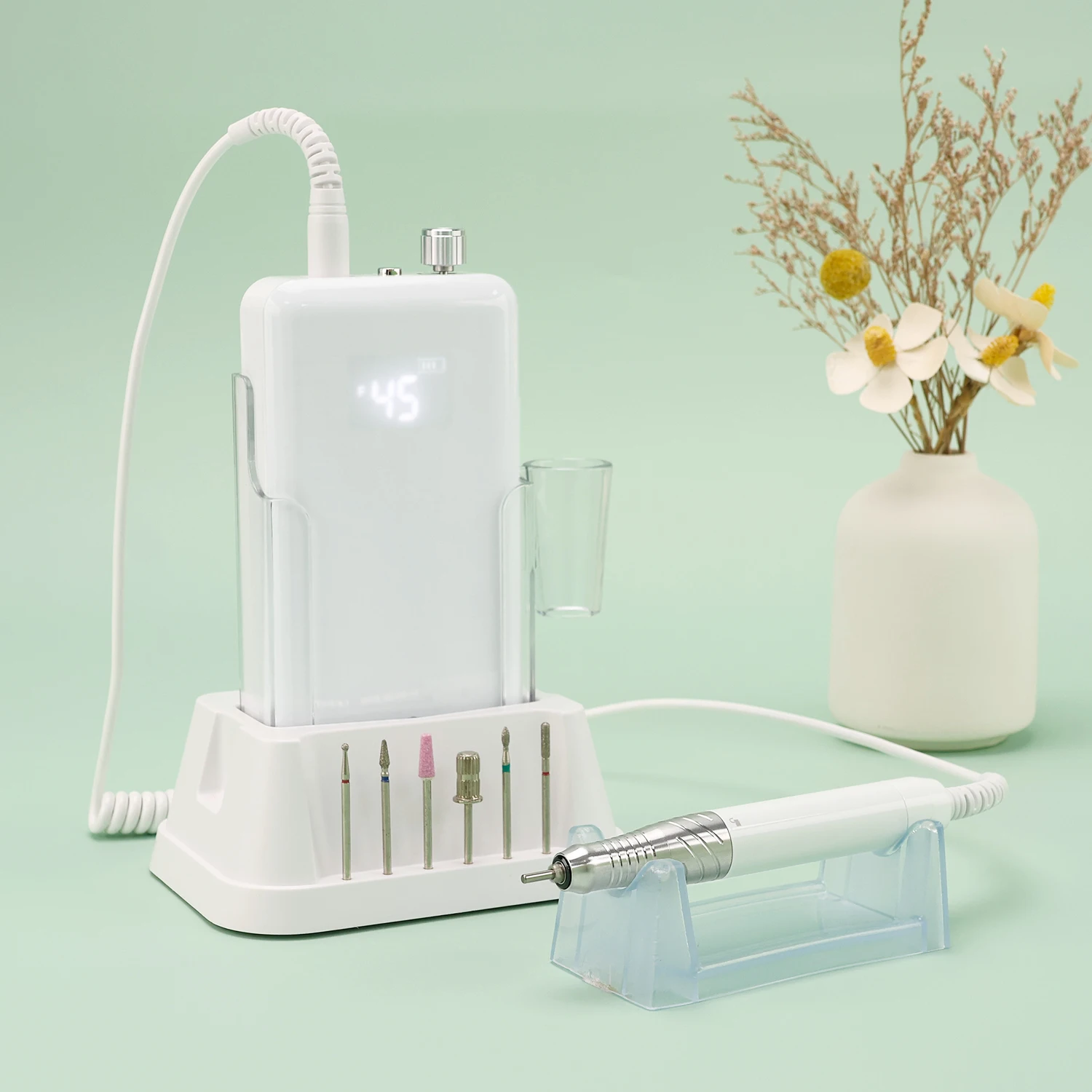 Professional 85W Smooth Waterproof Brushless Motor Portable Nail & Foot File Drill with 45,000 RPM Electric Nail Grinder