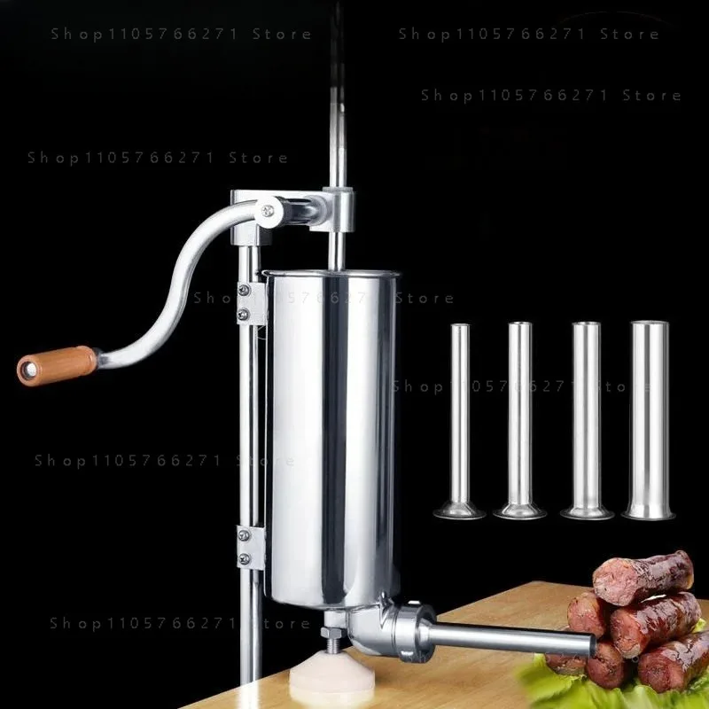 Professional Sausage Stuffer, 3LBS Vertical Stainless Steel Sausage Maker with 4 Tubes for Homemade Meat Processing