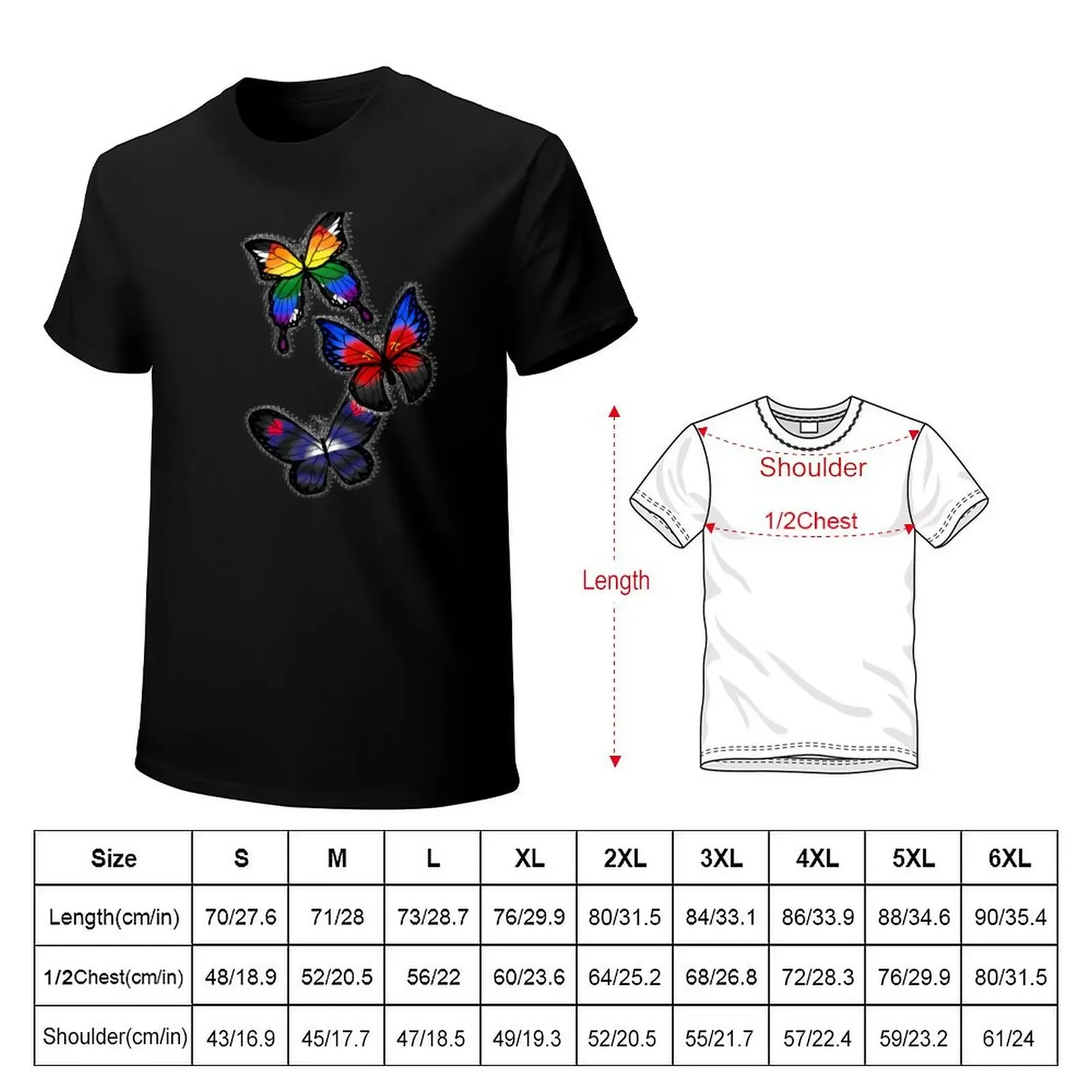 Custom Pride Butterfly Swarm #2 T-Shirt graphic tee shirt street wear graphic shirts cute tops mens white t shirts