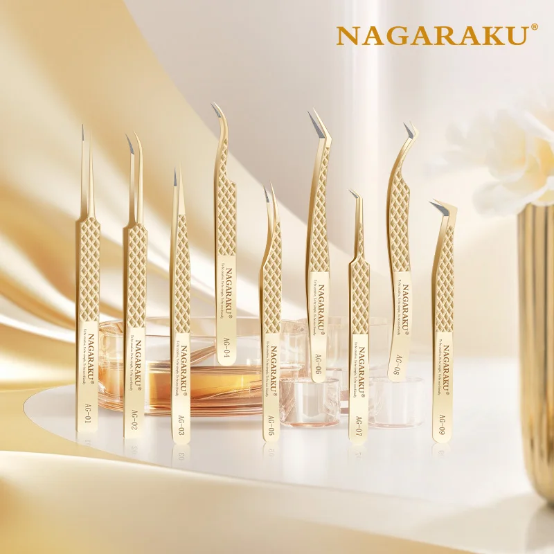 NAGARAKU Präzisionspinzette mit Faserspitze für Wimpernverlängerungen, professionelle Wimpernpinzette, antistatisch, gerade – Detail 1
