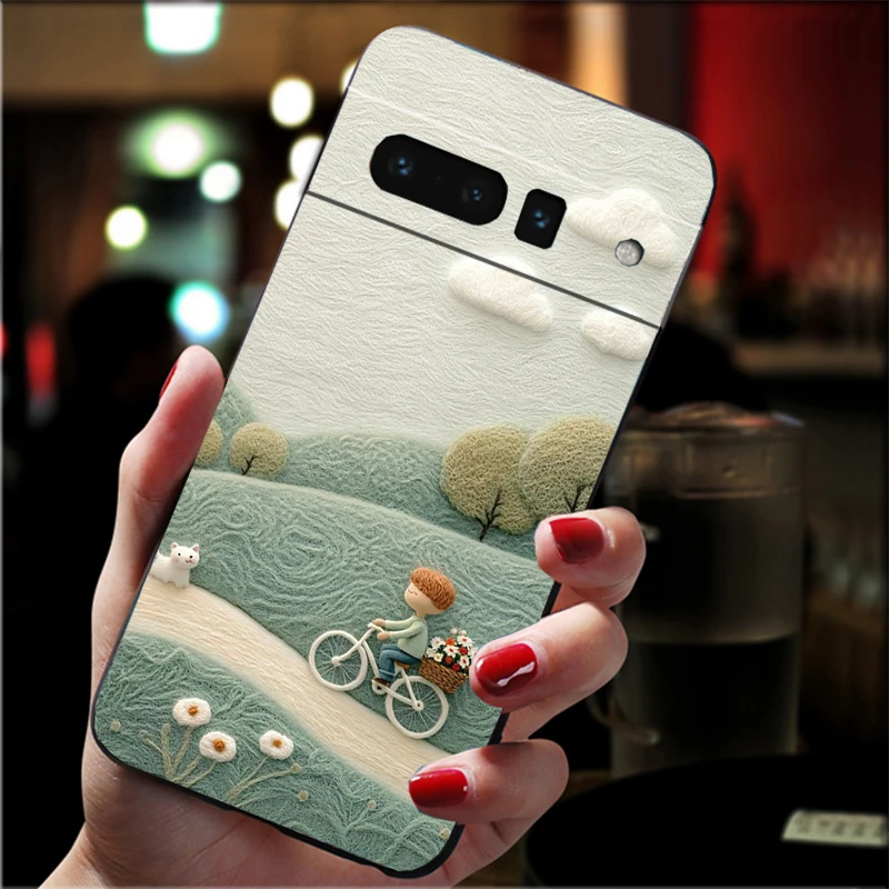 حافظة هاتف لهاتف جوجل بيكسل 10 برو XL 9 برو XL 9A 8 7 6 برو بيكسل 8A 7A 6A بكسل 8 7 6 5 مريح كروشيه الشتاء قرية الفن #5