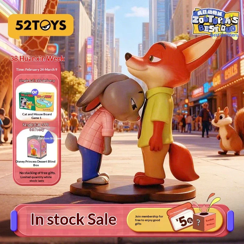 

52TOYS Zootopia Nick Judy Best Hugging Blind Box Figure Collectible Anime Desktop Decoration Toy Gift For Anime Fans