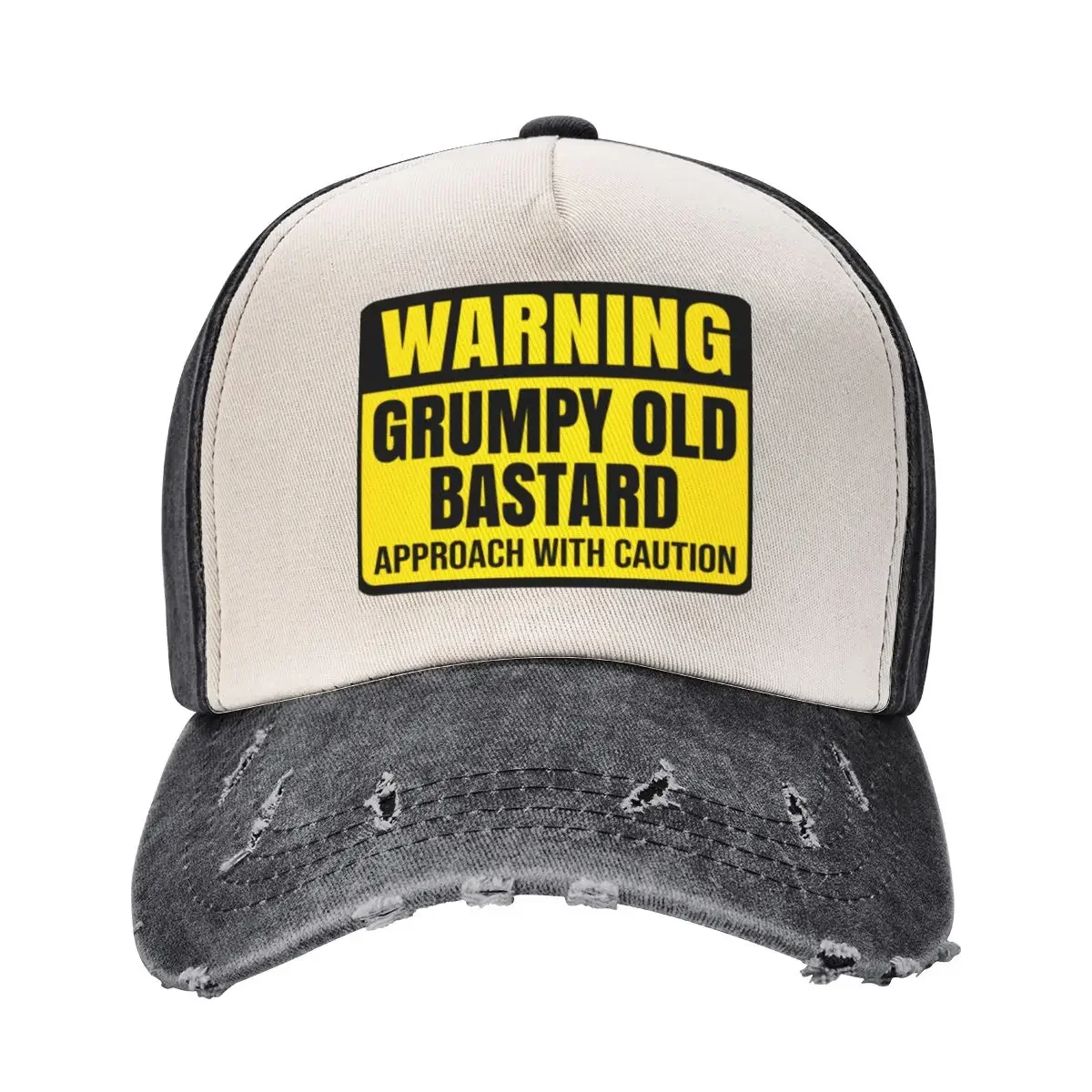 

Warning Sign Grumpy Old Bastard Approach With Caution - Funny Man Grandpa Baseball Cap Wild Ball Hat For Girls Men's