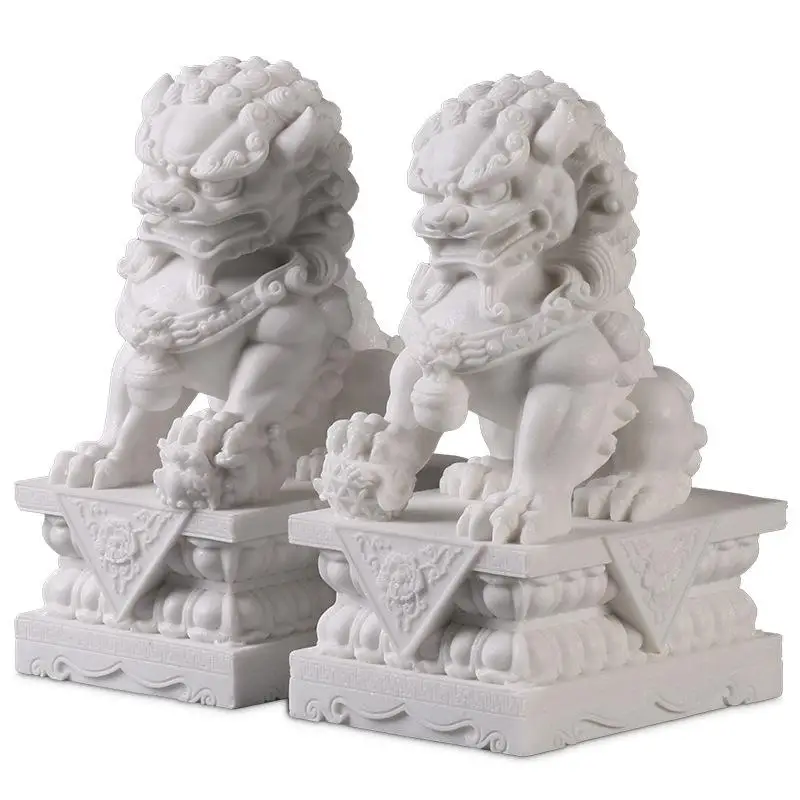 Foo Dogs statue coppia marmo Feng Shui Guardian Lion statue 10Cm/3.9In