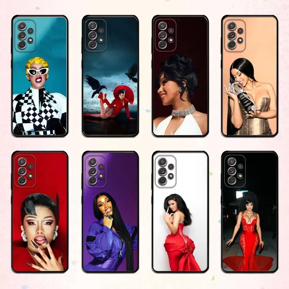 

Rapper Cardi B Phone Case For Samsung S 25,24,23,22,30,21,10,9,Ultra,Plus,Lite,FE,4,5 G Soft Black Case