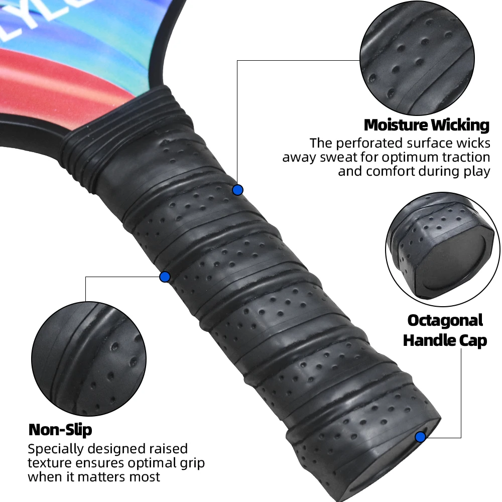 

Pickleball Paddles Set of 2 Fiberglass Pickle Ball Paddles with 4 Pickle Balls Durable Racket for Beginners