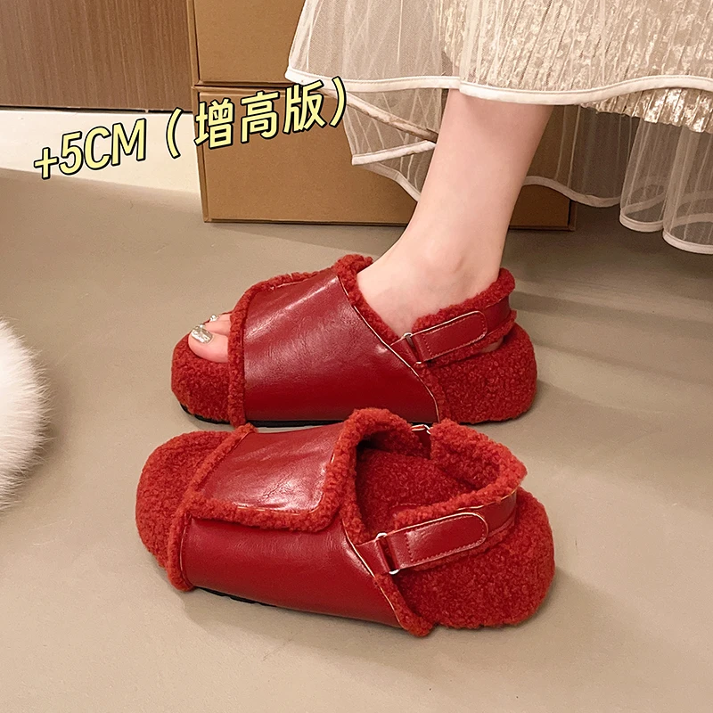 Flat-bottomed Slip-on Half-length Padded Warm Women's Sandals for Casual Wear, Stylish and Comfortable with Anti-slip Properties