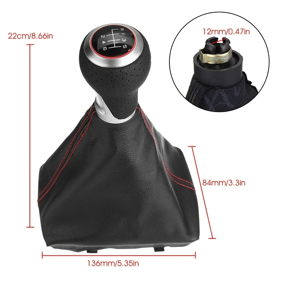 6 Speed Manual Gear Shift Knob Boot for Audi A4 8E B6 B7 2007-2015 Integrated Shifter Lever Dust Cover