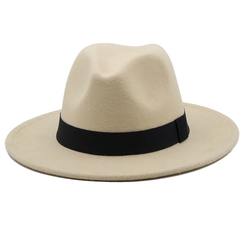 Cappello Fedora Bowknot Trilby in feltro floscio a tesa larga in lana semplice per donna elegante cappello da chiesa in Cashmere autunno autunno donna