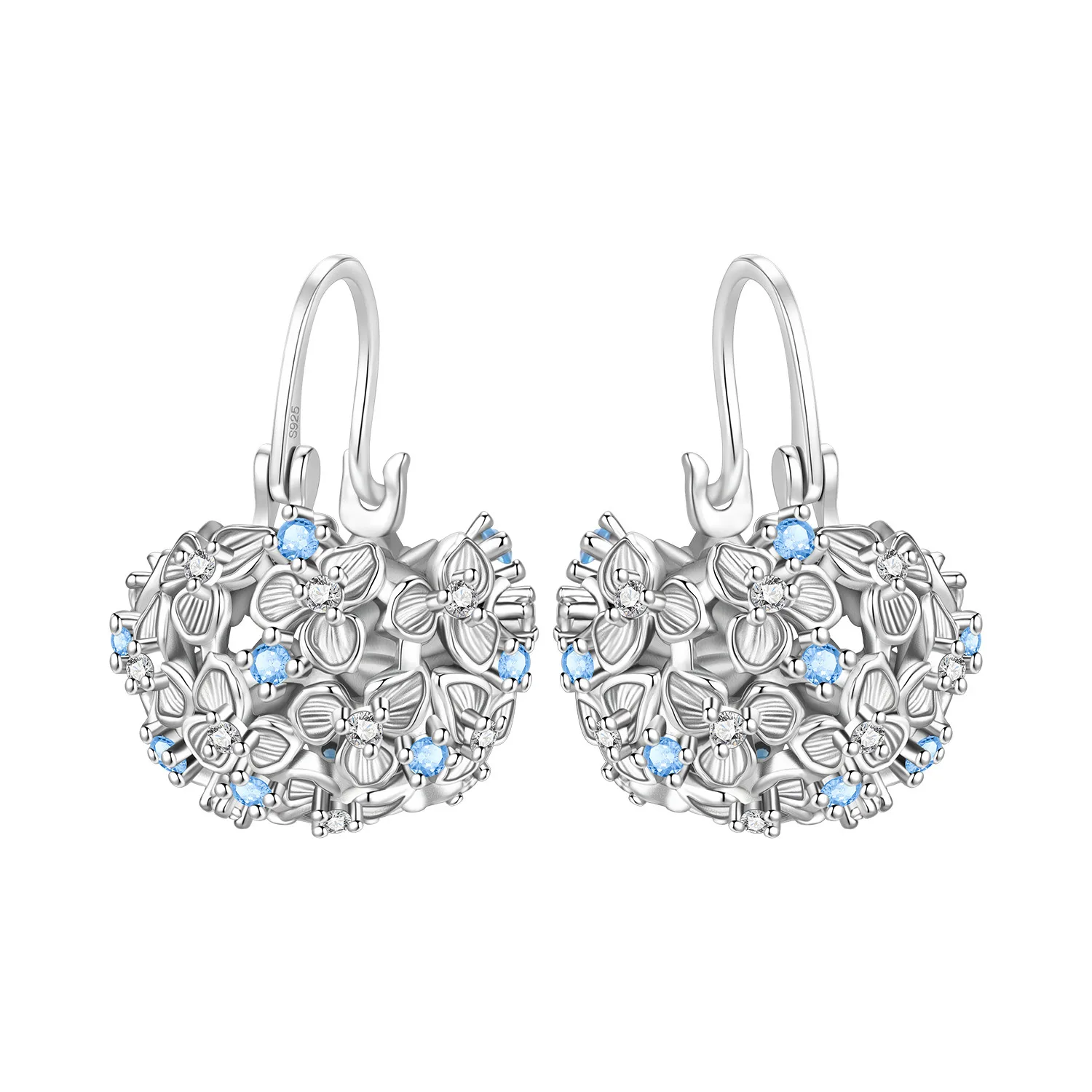 Orstarry 925 Sterling Silver Blue Zircon Hydrangea Flower Drop Earrings Women Earrings Trendy Party Jewelry Anniversary Gifts
