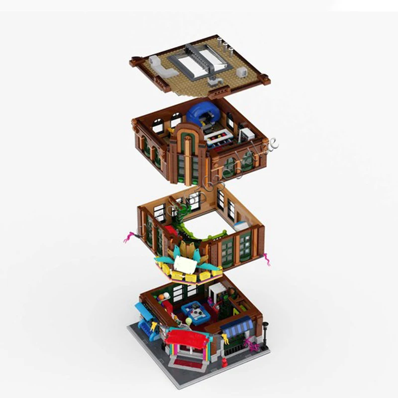 3345ピース MOC シティ レトロアーケード モジュール式ストリートビュー モデルビルディングブロック 積み木 クリエイティブ キッズ DIY 教育玩具 ギフト