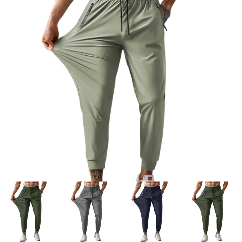 

Summer Track Pants Men Quick Drying Solid Color Cool Jogger Pants Fashion Casual Summer Thin Pants Male