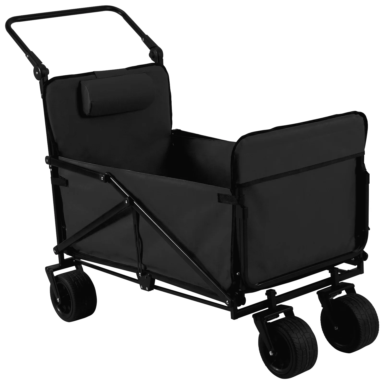 

600D Oxford Cloth Folding Grocery Wagon Carts 440lb Capacity Portable Utility Storage Wagon with All-Terrain Wheels for Outdoor