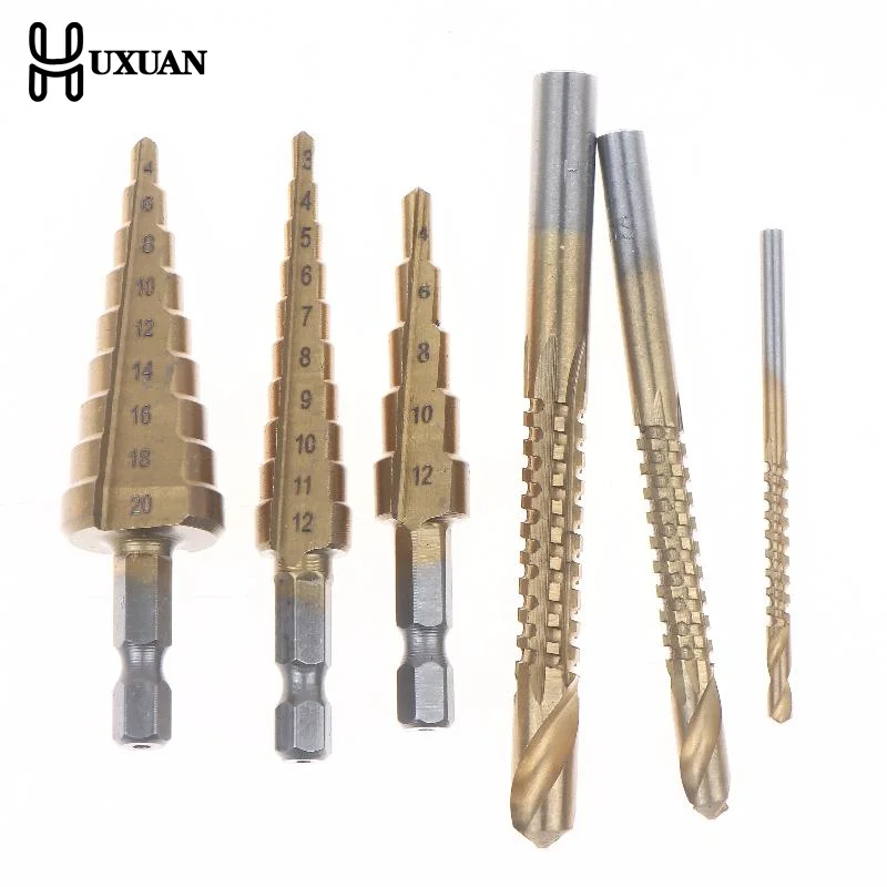 

6pcs Titanium Drill Bits Set, 3-12mm For Metal Wood, Hard Steel Twist Bits, Corrosion Resistant, Precision Hole Enlarging Tools