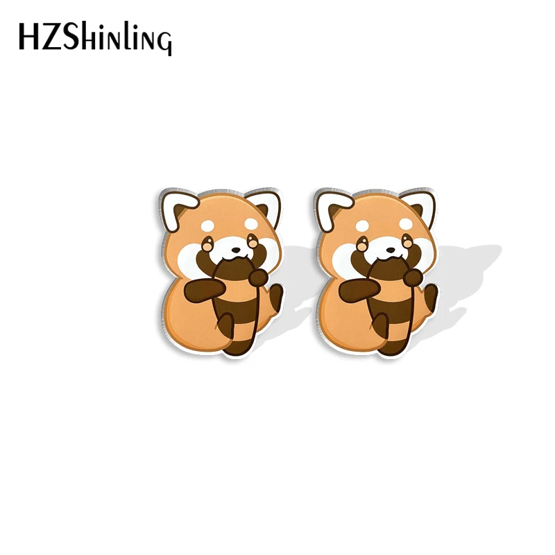 2023 New Red Panda Stud Earring Lovely Animal Acrylic Resin Earrings Epoxy Handmade Jewelry Gifts Friends